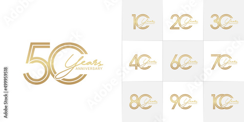 set of anniversary premium collection golden color can be use for celebration event