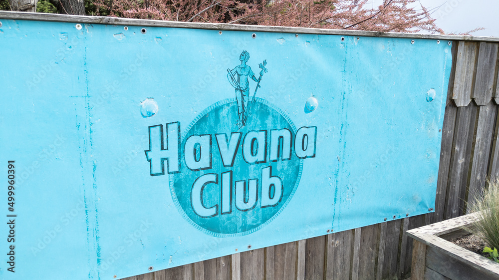 Havana Club logo text and sign of white rum brand on wall restaurant pub  bar foto de Stock | Adobe Stock