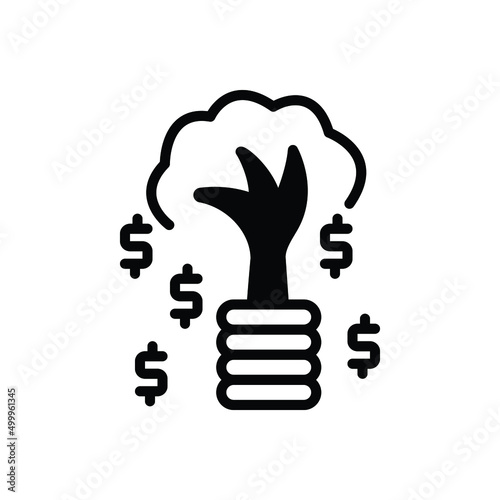 Black solid icon for funding