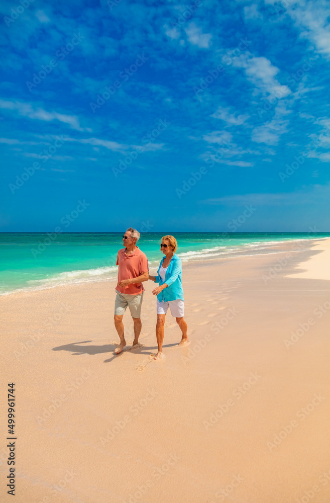 Summer fun for mature couple on romantic vacation