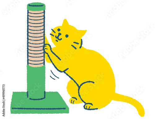 爪とぎをする猫のイラスト