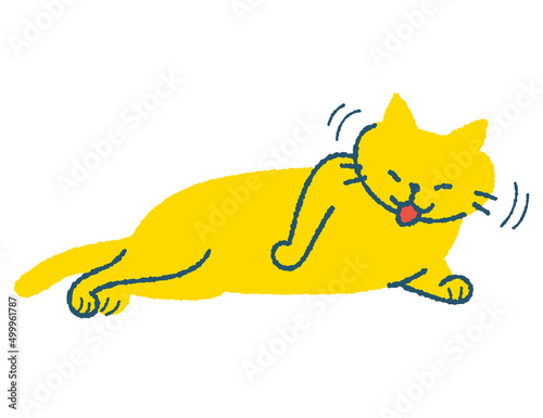 毛づくろいする猫のイラスト