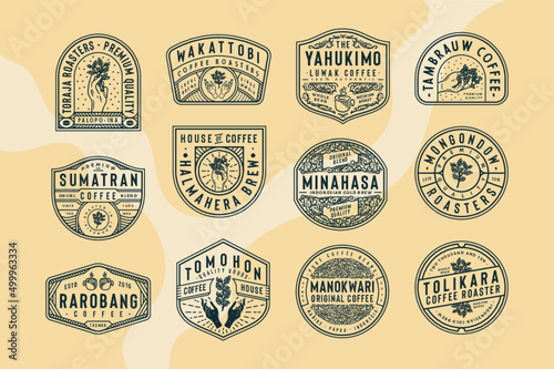 set of coffee badge vintage retro logo labels