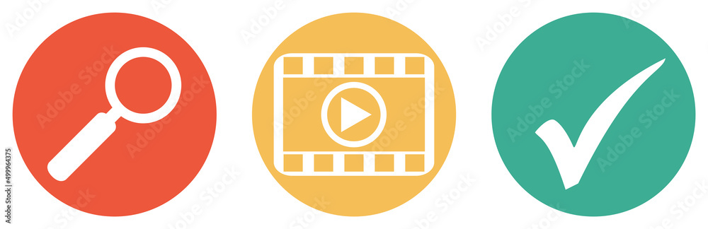 Bunter Banner mit 3 Buttons: Videos und Filme suchen Bunter Banner mit 3 Buttons: Videos und Filme suchen