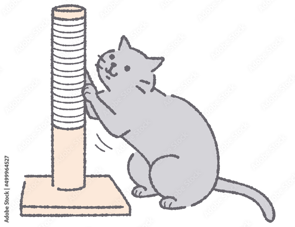 爪とぎをする猫のイラスト Stock Vector Adobe Stock