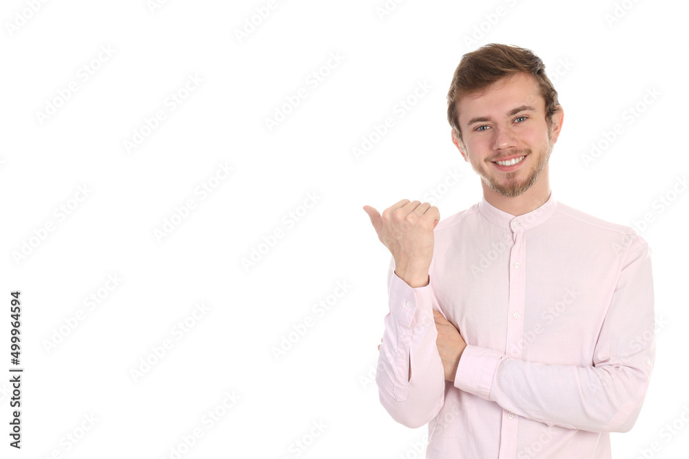 Concept of people with young man isolated on white background Concept of people with young man isolated on white background