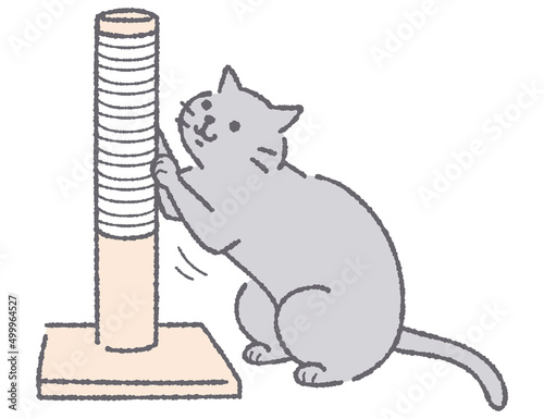 爪とぎをする猫のイラスト
