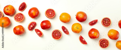 Concept of citrus with red orange  top view