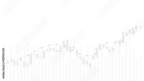 Financial business statistics with bar graph and candlestick chart show stock market price and effective earning on white background