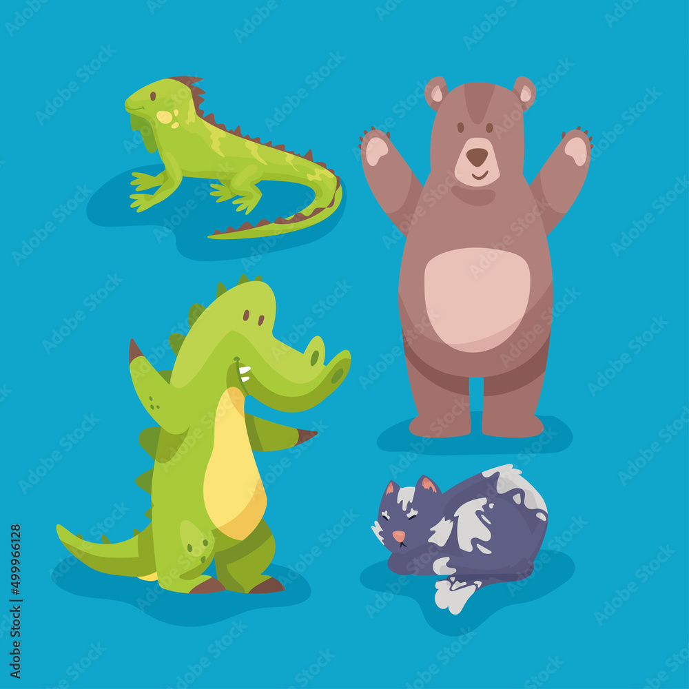 Obraz premium four cute animals babies