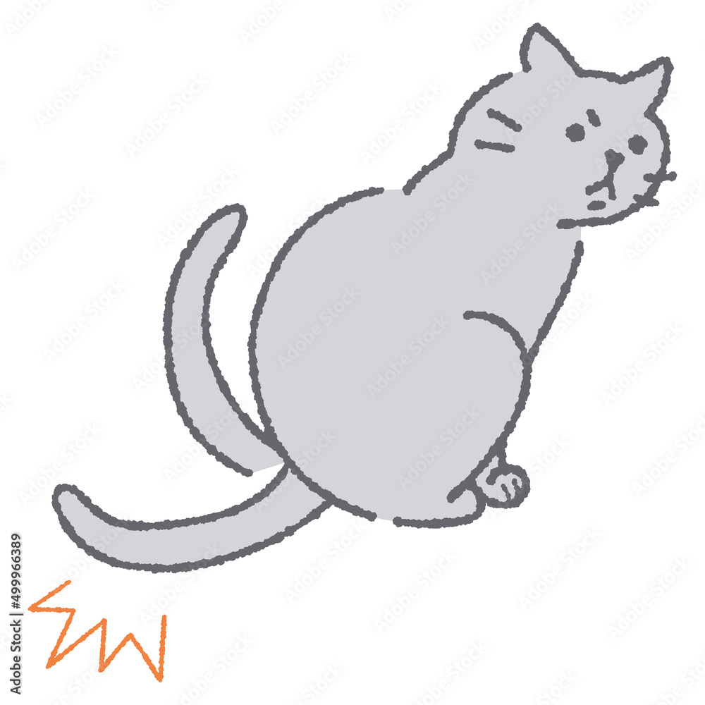 しっぽを地面に叩くように振る猫のイラスト Stock Illustration Adobe Stock
