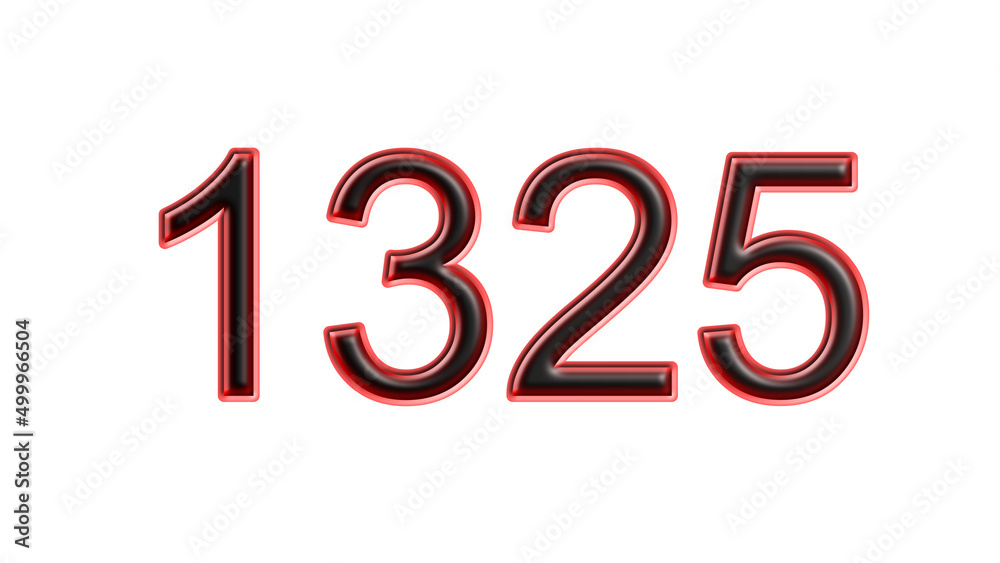 red 1325 number 3d effect white background red 1325 number 3d effect white background
