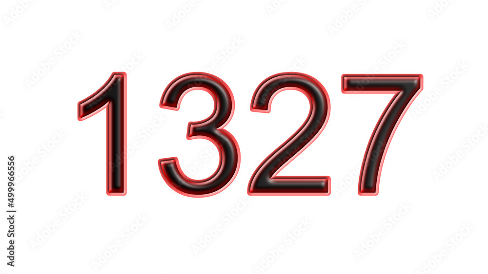 red 1327 number 3d effect white background