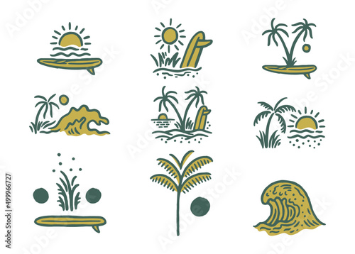 Beach Surf Set Illustration Collection