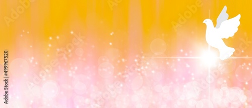 Tableau sur toile Banner astratto giallo bokeh e colomba bianca pasquale