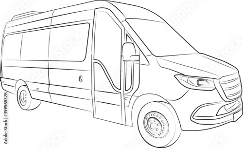 Hand drawn minibus silhouette photo