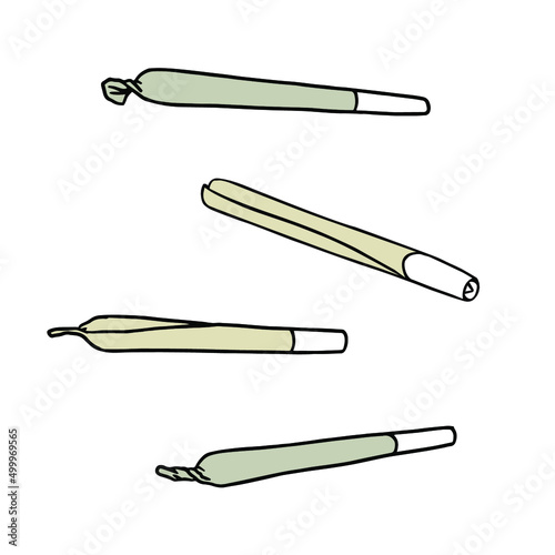 Vector illustration of marijuana joints isolated on white background.