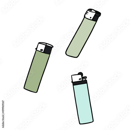 Vector illustration of lighters isolated on white background.