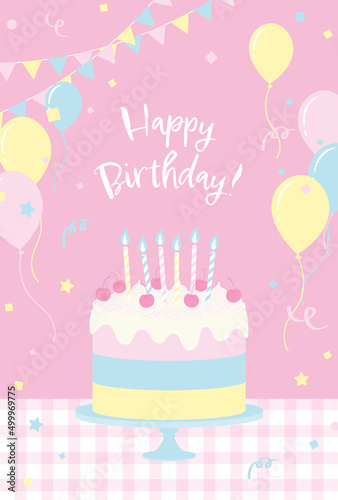 festive vector background with a birthday cake and balloons for banners  cards  flyers  social media wallpapers  etc.