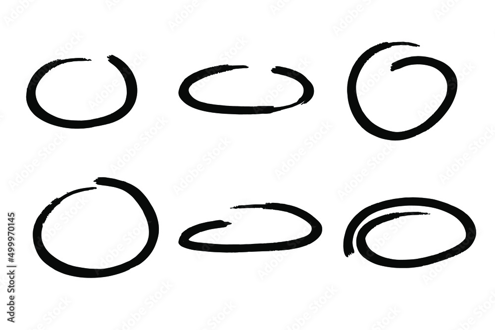 Highlight marker oval frames. Hand drawn scribble doodle underscore circle set. Ovals and ellipses line template. Stock vector illustration isolated on white background. Highlight marker oval frames. Hand drawn scribble doodle underscore circle set. Ovals and ellipses line template. Stock vector illustration isolated on white background.