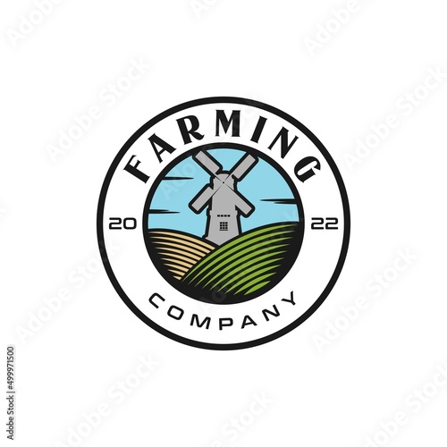 Windmill Barn Farm Agriculture Nature Label logo design inspiration