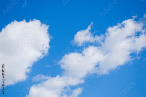 Large clouds against blue sky.