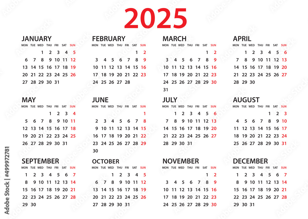 2025 Yearly Calendar