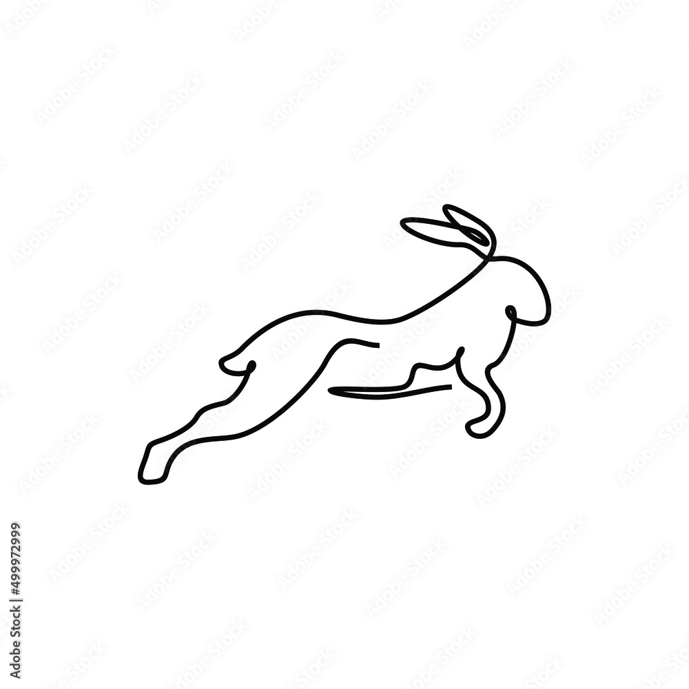 Fototapeta premium Minimalistic One Line Running Rabbit