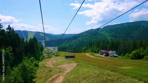 Summer green mountain slope, Bukovel, Carpathians, Ukraine photo