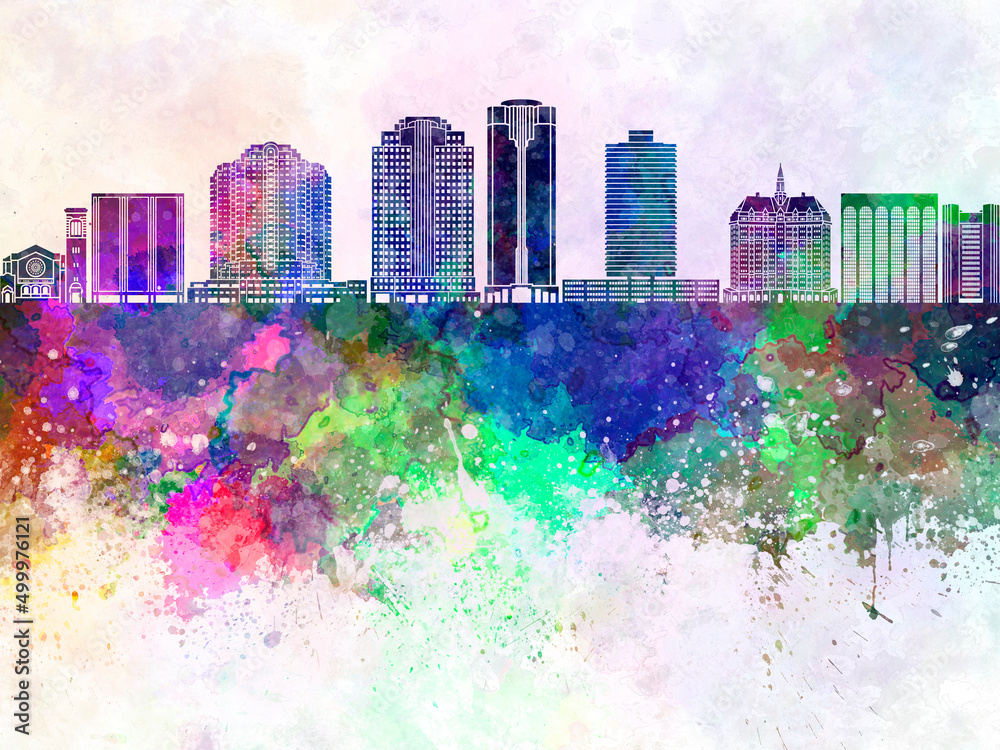 Long Beach V2 skyline in watercolor background