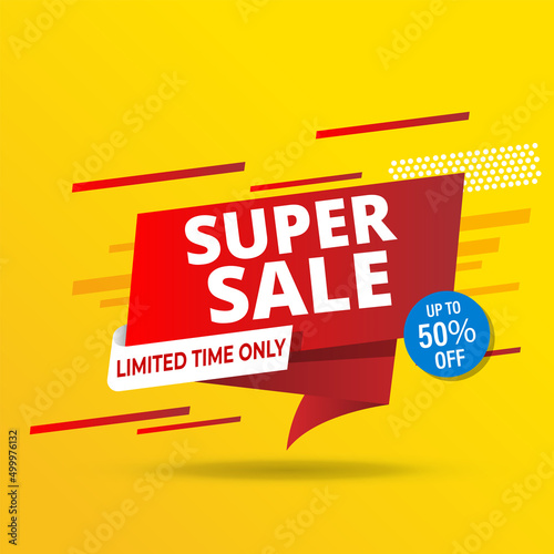 Sale banner template design, Super sale special offer. 