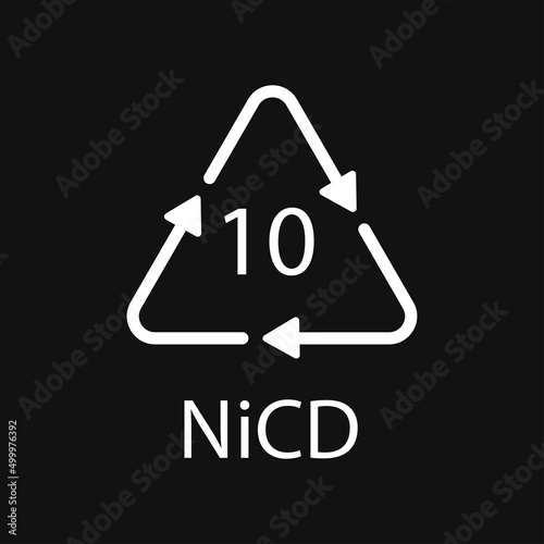 Battery recycling code 10 NiCD . Vector illustration