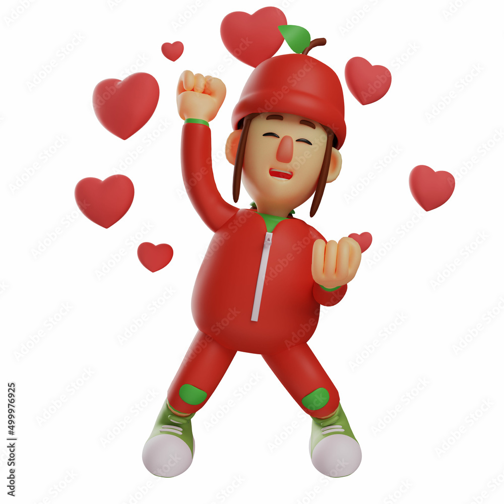 Gorgeous 3D Fruit Girl Cartoon Illustration sharing her love Gorgeous 3D Fruit Girl Cartoon Illustration sharing her love
