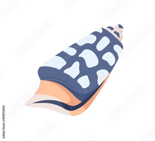 Marine seashell. Underwater mollusc, sea shell. Beach shellfish with spots pa...
