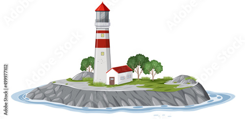 Isolated lighthouse on the island