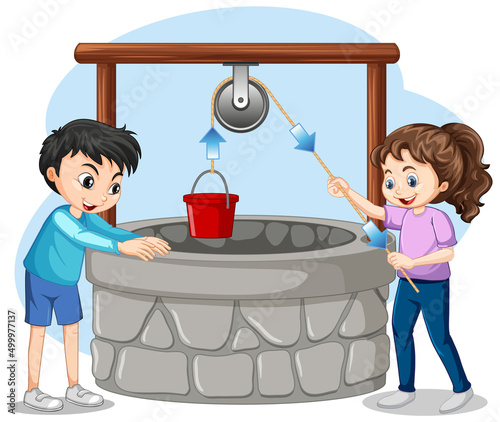 Science experiment with fixed pulley