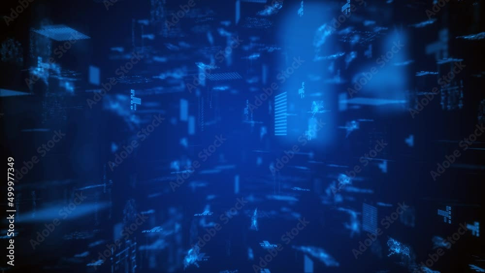 Digital Cyberspace HUD digital tunnel display with Particles and Digital Data Network Connections. High Speed Connection and Data Analysis Technology Background Concept. Loop. 4K Big data Digital Cyberspace HUD digital tunnel display with Particles and Digital Data Network Connections. High Speed Connection and Data Analysis Technology Background Concept. Loop. 4K Big data