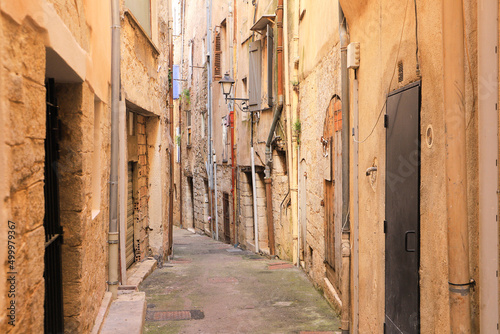 A narrow alley in the old town from Grasse (city of perfume), France