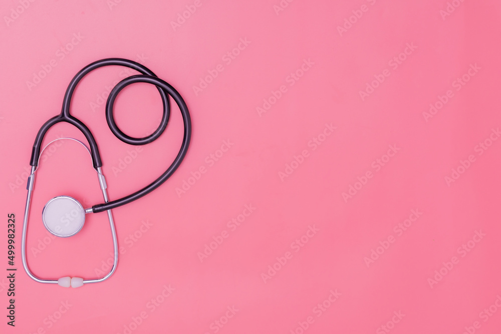 stethoscope on pink background and copy space stethoscope on pink background and copy space