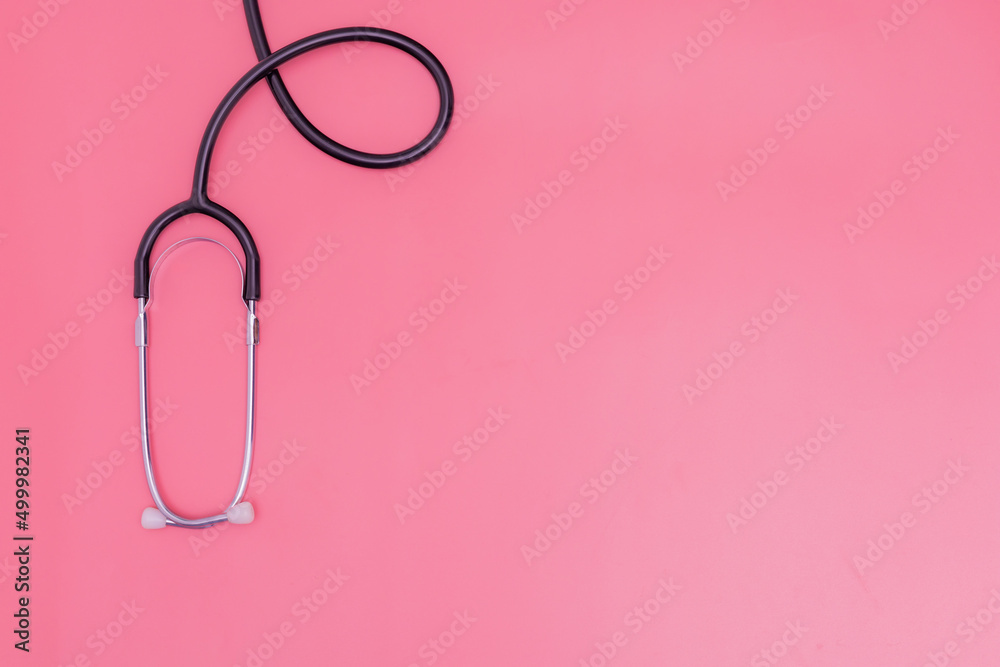 stethoscope on pink background and copy space stethoscope on pink background and copy space