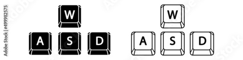 W A S D keys, game control keyboard buttons. Gaming and cybersport symbol. Vector illustration.