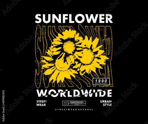 Sunflower Retro Poster Pixel style Graphic Design for T shirt Street Wear and Urban Style