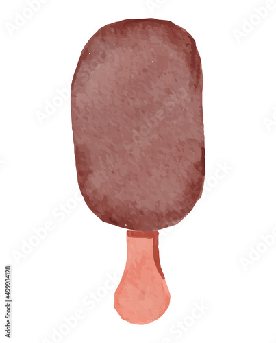 Chocolate Ice Cream Stick Illustration with Watercolor Style