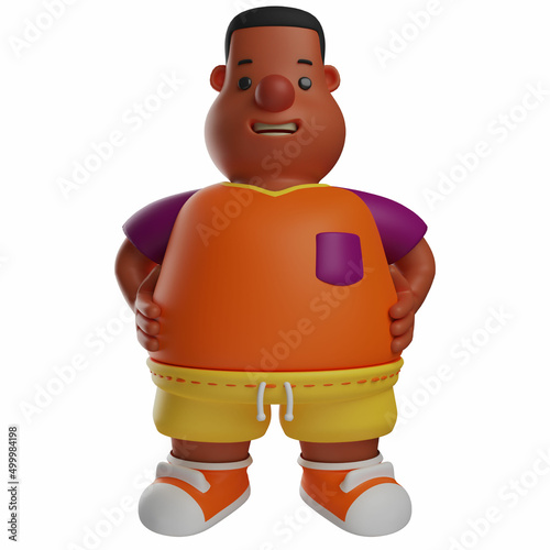 3D Big Boy Cartoon Picture with hands-on waits