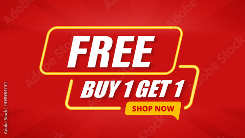 Buy 1 Get 1 Free, sale tag, banner design template, discount app icon. EPS 10.