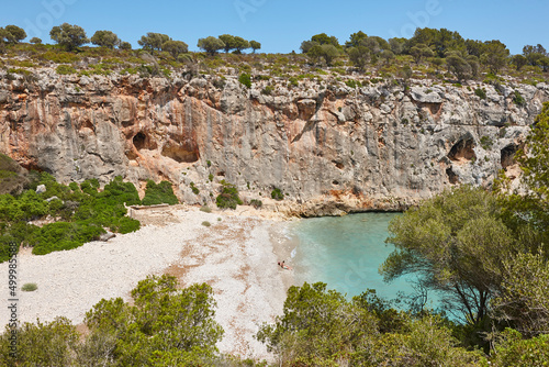 Turquoise waters in Mallorca. Magraner cove. Mediterranean coastline. Balearic islands