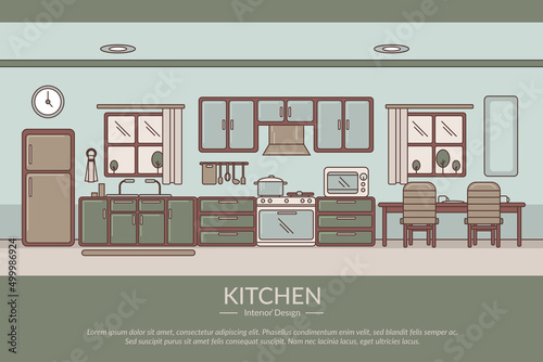Minimalist retro Kitchen interior design