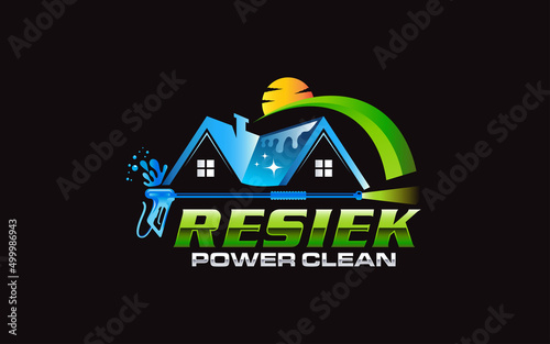 Illustration vector graphic of pressure power clean wash logo design template
