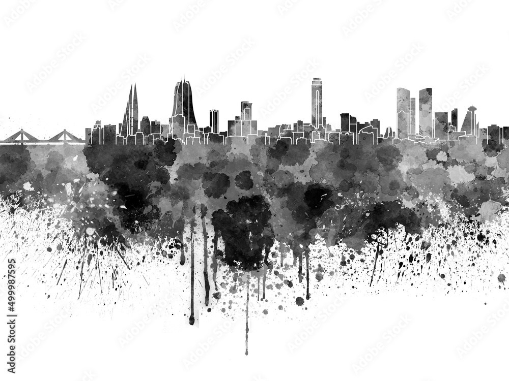 Fototapeta premium Manama skyline in watercolor