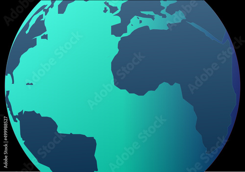 Planeta Tierra en tonos azules  en primer plano sobre el espacio